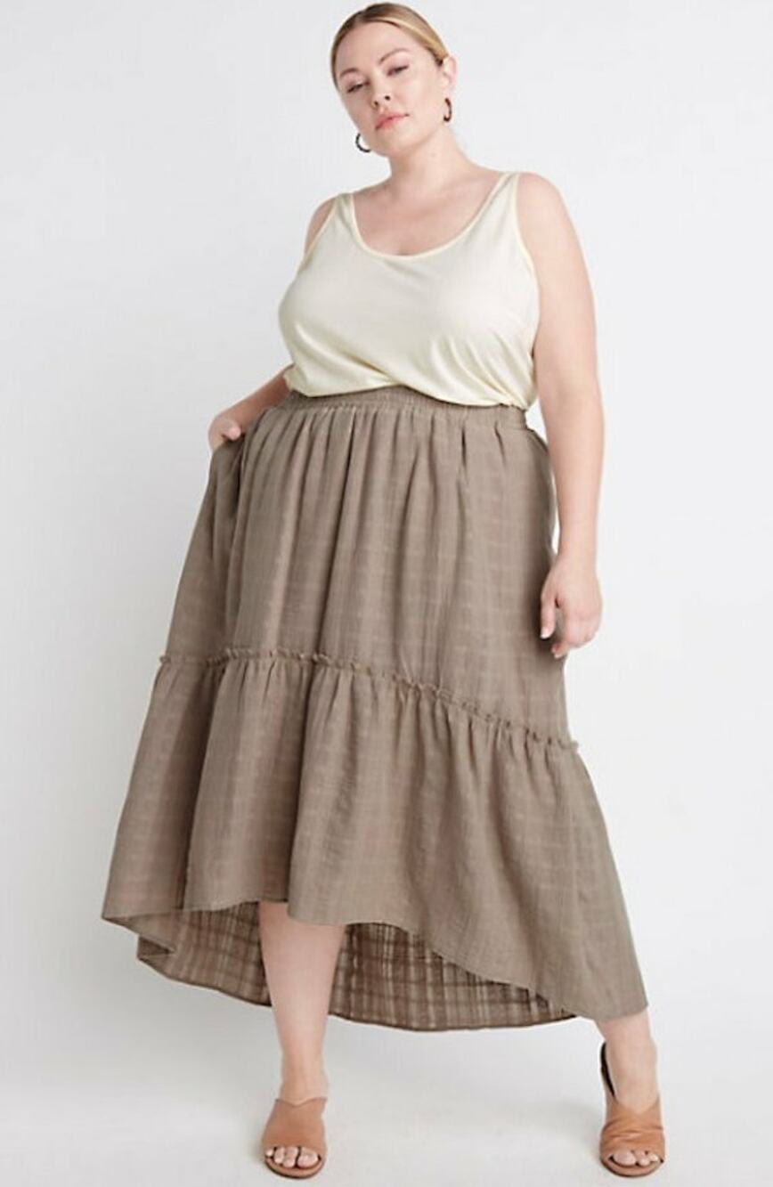NEW RYLLACE MUSHROOM TIERED HI LOW HEM BOHEMIAN SKIRT PLUS SIZE 1X